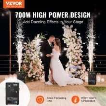 Máquina de fuegos artificiales de chispa fría VEVOR de 700 W, 2 m a 5 m, para DJ, bodas, eventos y fiestas