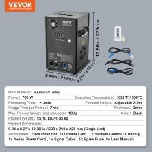 Máquina de fuegos artificiales de chispa fría VEVOR de 700 W, 2 m a 5 m, para DJ, bodas, eventos y fiestas
