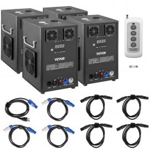 VEVOR Máquina de efectos especiales para equipos de escenario grande, 700 W, 4 piezas, máquina de efectos de iluminación de escenario con control remoto inalámbrico, equipo de escenario de control DMX inteligente que muestra la máquina para bodas, espectáculos musicales
