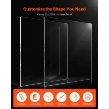 Lámina de plexiglás acrílico VEVOR, paquete de 2 láminas de plástico, 61 x 91 cm, 0,6 cm de grosor, vidrio transparente fundido para proyectos de manualidades, vidrio de repuesto para marcos de fotos, exhibición DIY, fácil de cortar