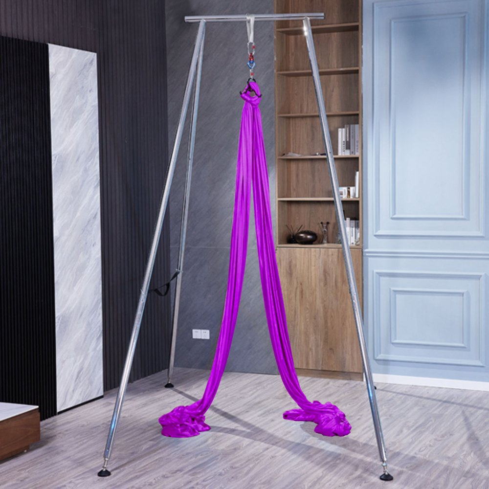 VEVOR - Soporte de yoga con arnés de inversión, 2,9 m de altura, capacidad máxima de 250 kg, incluye arnés de inversión de 11,9 m y cinturones de seguridad (morado).
