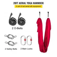 VEVOR Yoga Sling Inversion, 68lbs Inversion Yoga Swing Stand, 551lbs/250kg Marco de yoga aéreo con 236in/6m Yoga Swing Inversion Sling Body Yoga Bundle Cinturones de seguridad, Wine Red