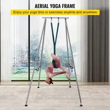 VEVOR Yoga Sling Inversion, 9.6 FT Altura Inversion Yoga Swing Stand, Max Capacidad 551lbs/250kg Marco de Yoga Aéreo con 236in/6m Yoga Swing Inversion Sling Body Bundle Cinturones de Seguridad (Verde, 19.6ft)
