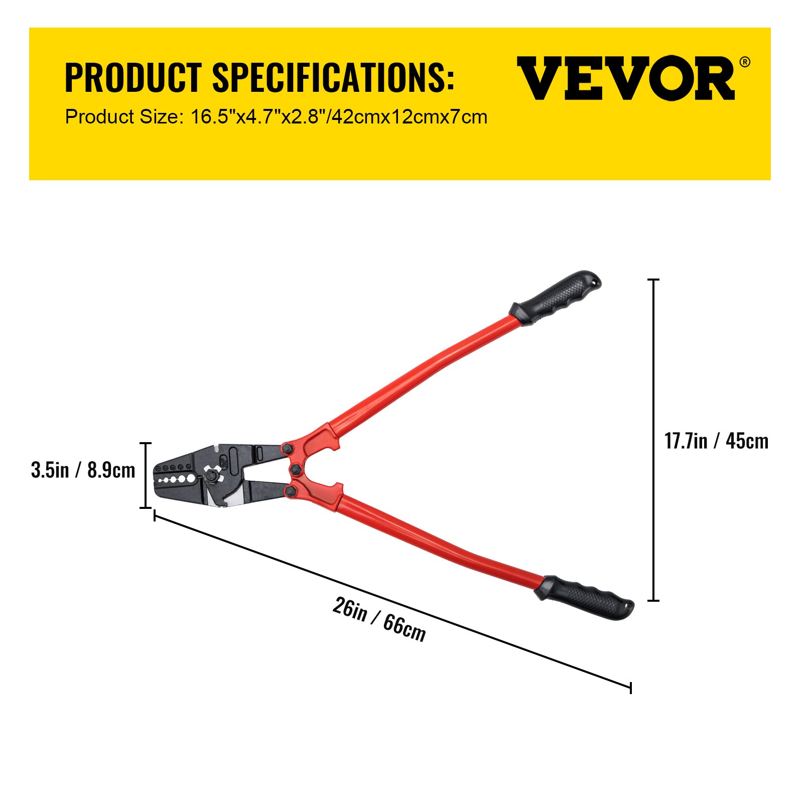 VEVOR Herramienta de Prensado Manual de 24", Arrugador de Alambre de Acero Aleado Capacidad de Prensado: 3/16" (5,0 mm), Herramienta de Engarzado Uso en Construcción de Cables e Industria Mecánica