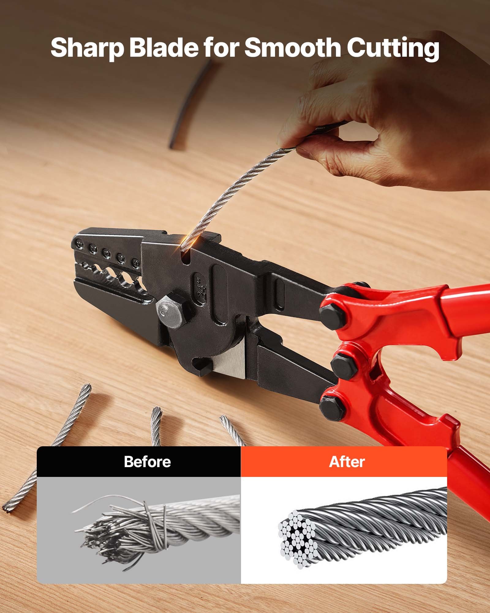 VEVOR Herramienta de Prensado Manual de 24", Arrugador de Alambre de Acero Aleado Capacidad de Prensado: 3/16" (5,0 mm), Herramienta de Engarzado Uso en Construcción de Cables e Industria Mecánica