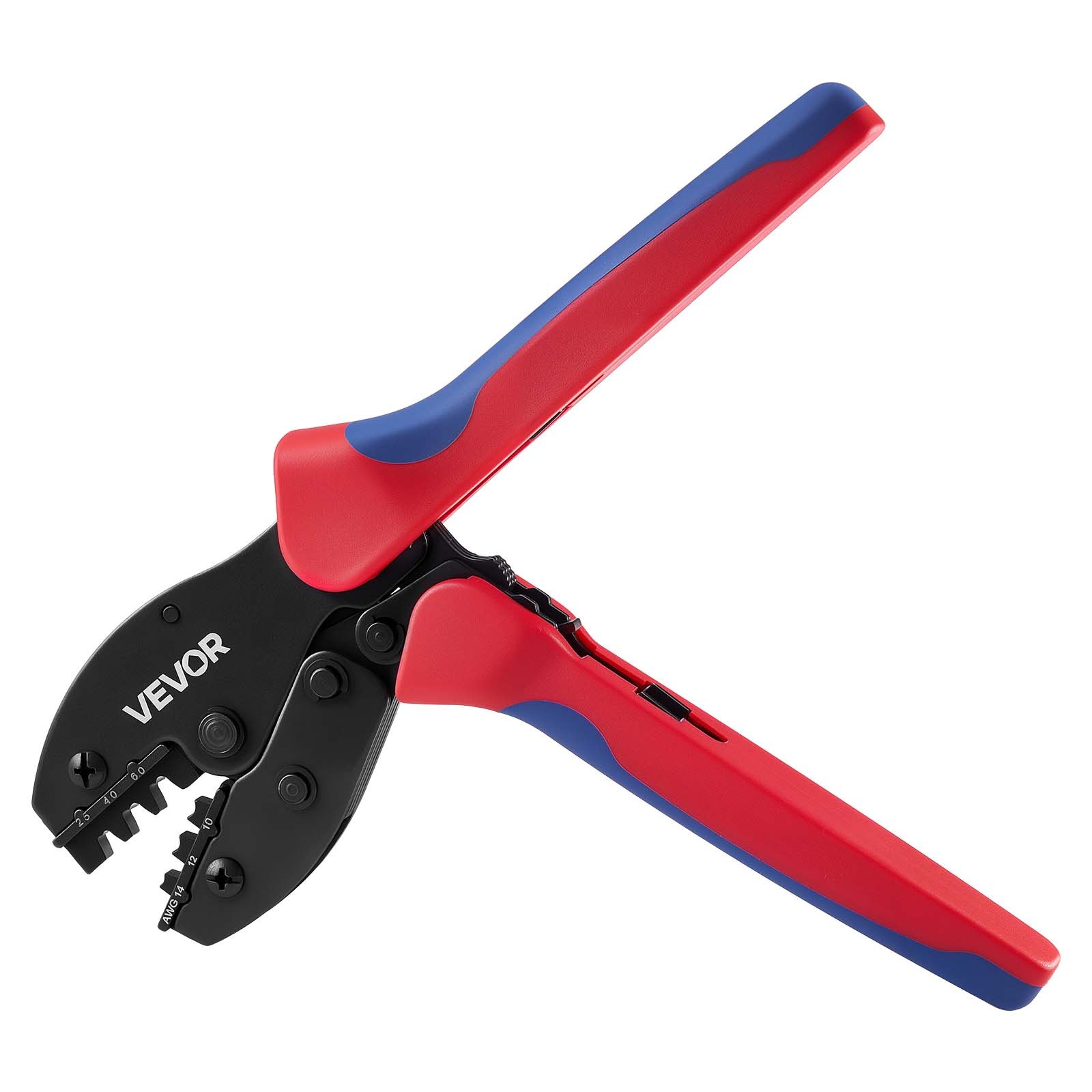VEVOR Crimpadora Terminales Eléctricos, 2,5-6 mm², Alicates de Crimpado con Trinquete, con Conectores Solares y de Cables Llaves Bolsa de Transporte, Marcas Métrica y de AWG, Herramienta de Crimpado