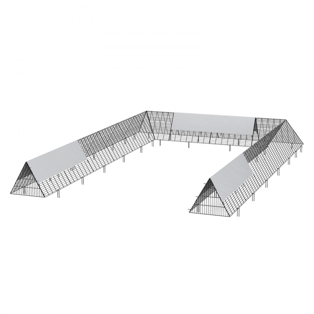Túneles para pollos VEVOR con estructura de alambre triangular y paneles de cubierta blancos en configuración en forma de U.