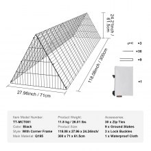 Túneles para gallinas VEVOR, 118,1 x 28 x 24,2 pulgadas (largo x ancho x alto), túneles para gallinas para patio, túneles portátiles para gallinas para exteriores, fácil instalación, gallinero, adecuado para gallinas, patos, conejos