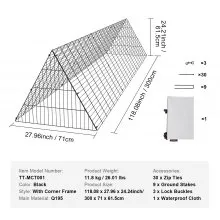 Túneles para gallinas VEVOR, 118,1 x 28 x 24,2 pulgadas (largo x ancho x alto), túneles para gallinas para patio, túneles portátiles para gallinas para exteriores, fácil instalación, gallinero, adecuado para gallinas, patos, conejos