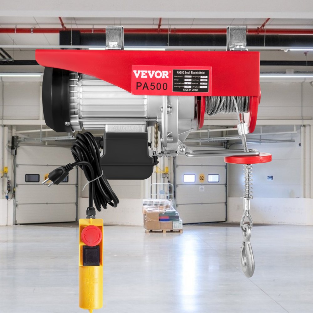 VEVOR Polipasto eléctrico cabrestante eléctrico de 1100 libras elevador eléctrico de acero polipasto eléctrico de 110 V con control remoto y