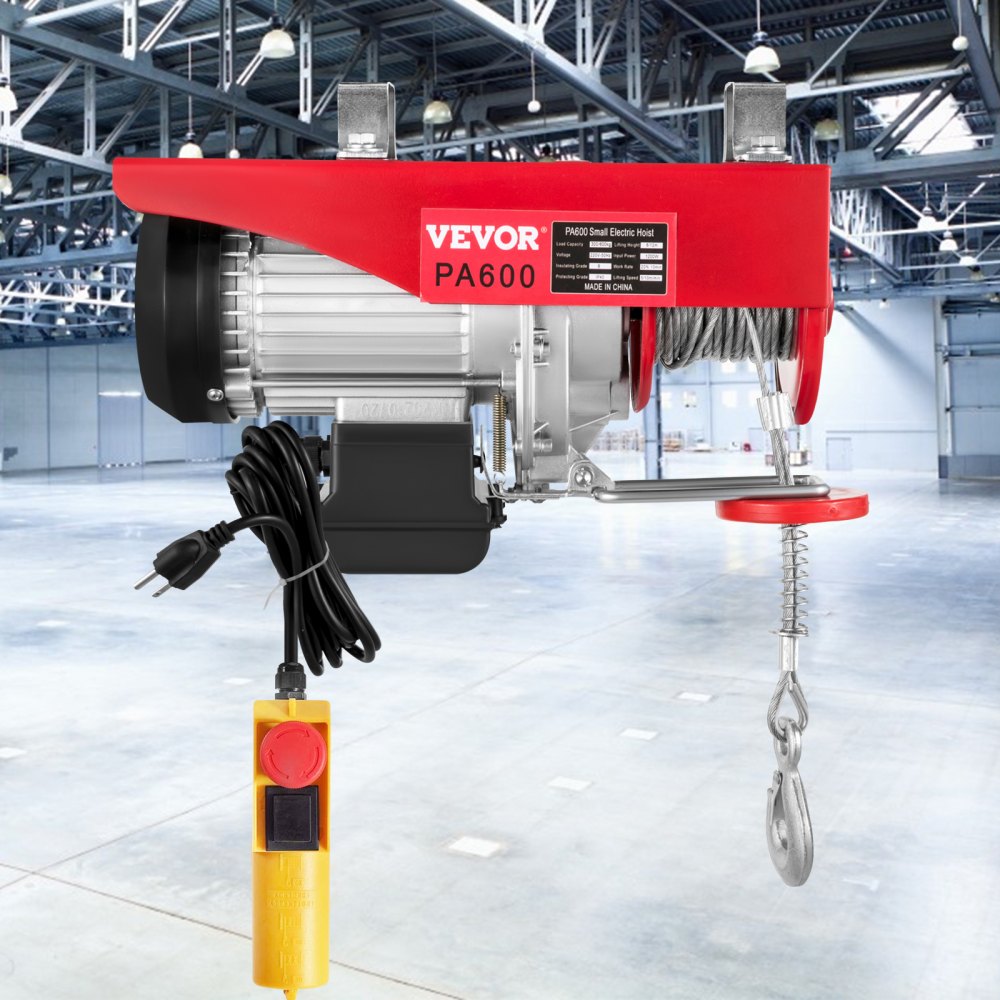 VEVOR Polipasto eléctrico cabrestante eléctrico de 1320LBS elevador eléctrico de acero polipasto eléctrico de 110 V con control remoto y eslingas