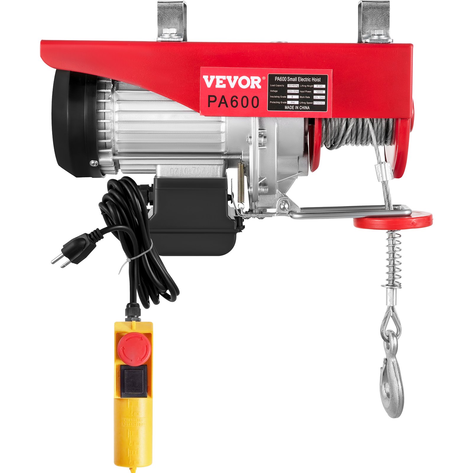 VEVOR Polipasto eléctrico cabrestante eléctrico de 1320LBS elevador eléctrico de acero polipasto eléctrico de 110 V con control remoto y eslingas