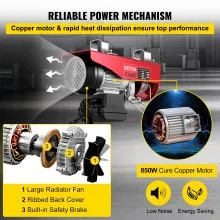 VEVOR Polipasto eléctrico cabrestante eléctrico de 880 libras elevador eléctrico de acero polipasto eléctrico de 110 V con control remoto y eslingas