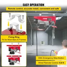 VEVOR Polipasto eléctrico cabrestante eléctrico de 880 libras elevador eléctrico de acero polipasto eléctrico de 110 V con control remoto y eslingas