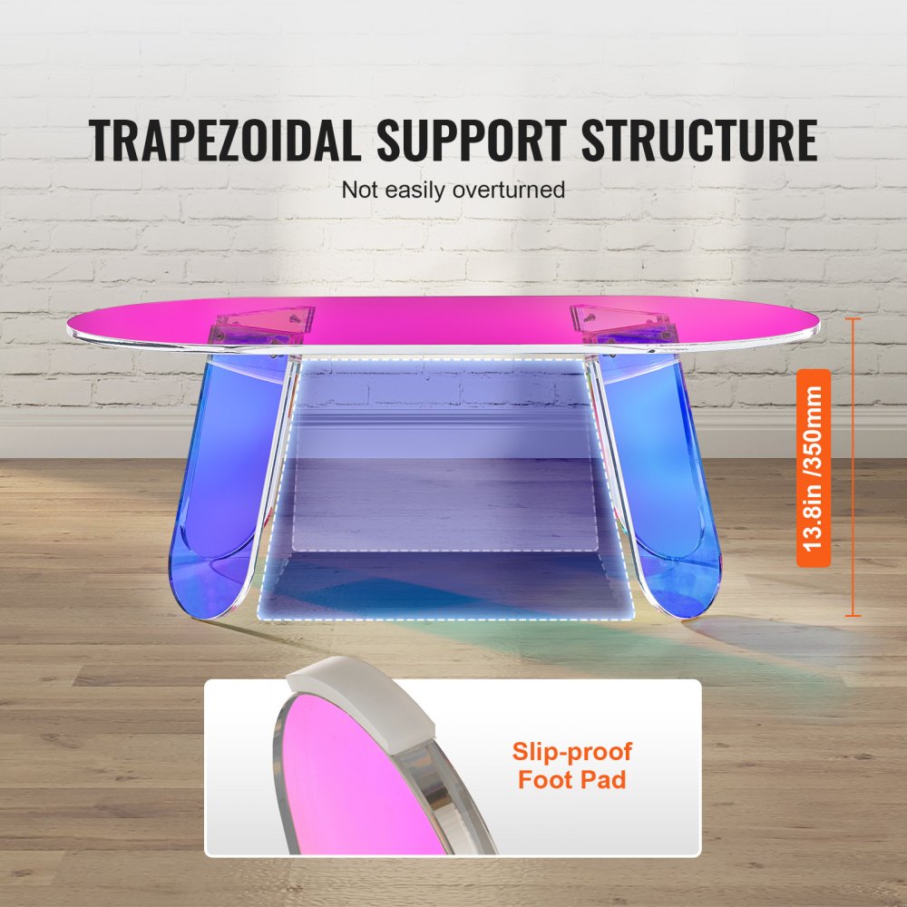 Mesa de centro acrílica VEVOR, mesa auxiliar de acrílico iridiscente, mesa auxiliar de acrílico de 35 cm de alto, para café, bebidas, comida y refrigerios, ideal para sala de estar, patio y terraza.
