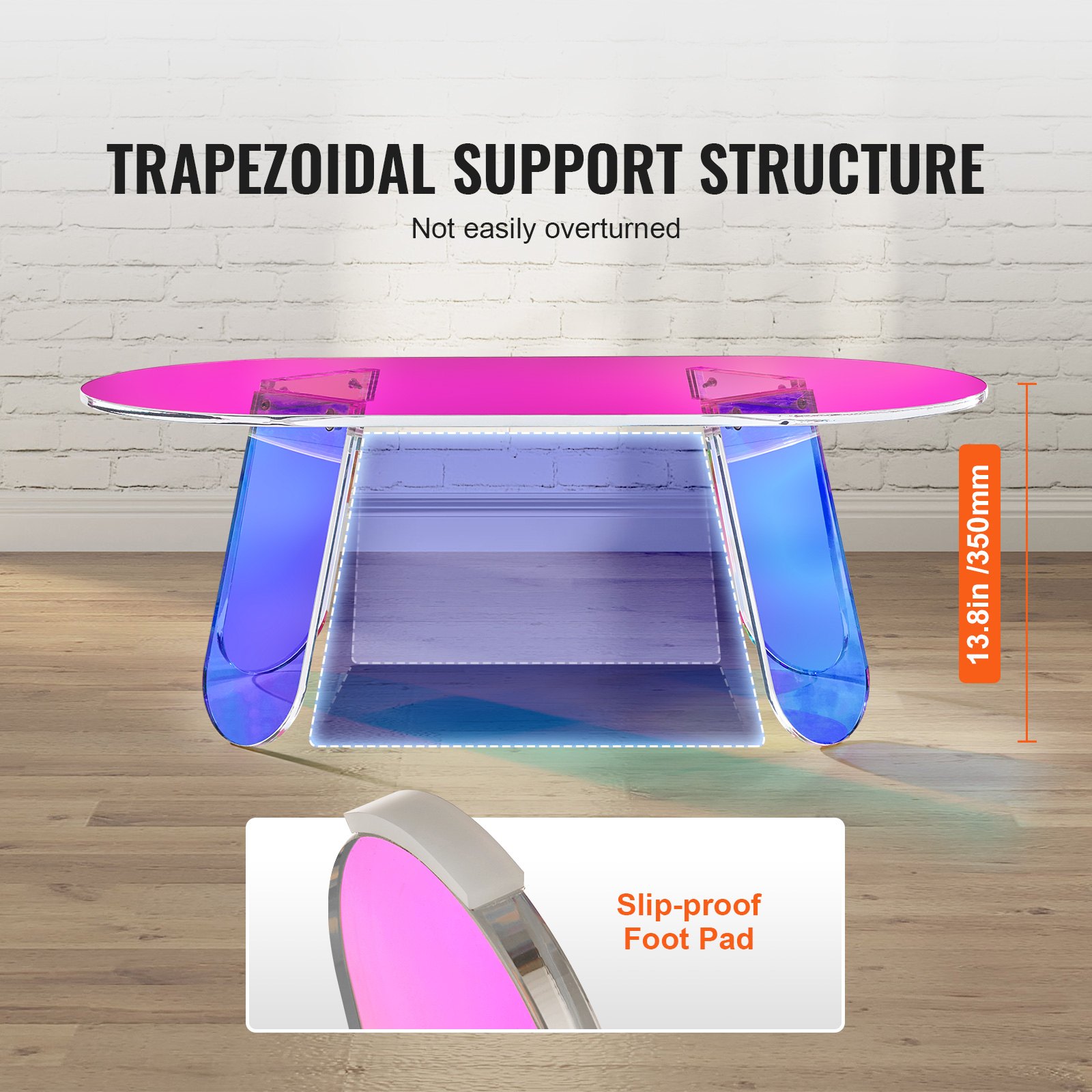 Mesa de centro acrílica VEVOR, mesa auxiliar de acrílico iridiscente, mesa auxiliar de acrílico de 35 cm de alto, para café, bebidas, comida y refrigerios, ideal para sala de estar, patio y terraza.