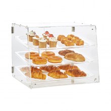 Vitrina de pastelería VEVOR, vitrina de panadería comercial de 3 niveles, caja de exhibición de acrílico con acceso a la puerta trasera y estantes extraíbles, mantiene fresco para galletas de pastel de donut bagels, 20.7 x 14.2 x 16.3 pulgadas