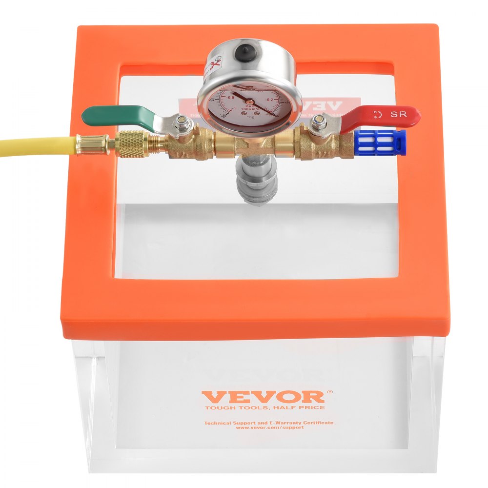 VEVOR Cámara de vacío de 2 galones, cámara de desgasificación de vacío acrílica multiusos mejorada, cámara de vacío transparente, para desgasificación de resina, desgasificación de gel de sílice, desgasificación de yeso y extracción al vacío
