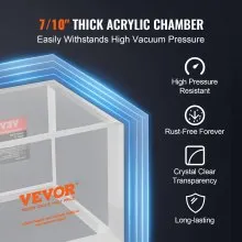 VEVOR Cámara de vacío de 2 galones, cámara de desgasificación de vacío acrílica multiusos mejorada, cámara de vacío transparente, para desgasificación de resina, desgasificación de gel de sílice, desgasificación de yeso y extracción al vacío