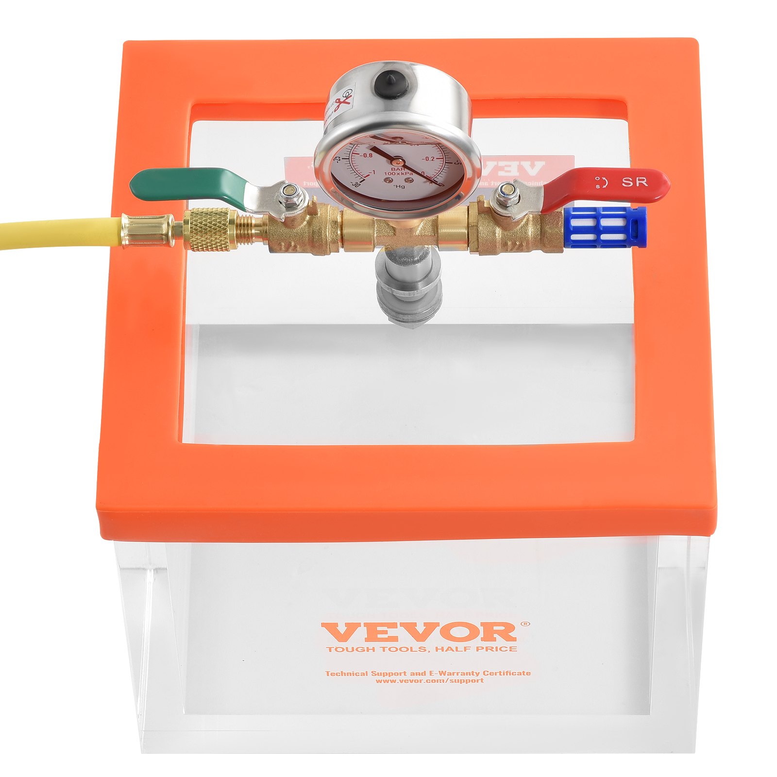 VEVOR Cámara de vacío de 2 galones, cámara de desgasificación de vacío acrílica multiusos mejorada, cámara de vacío transparente, para desgasificación de resina, desgasificación de gel de sílice, desgasificación de yeso y extracción al vacío
