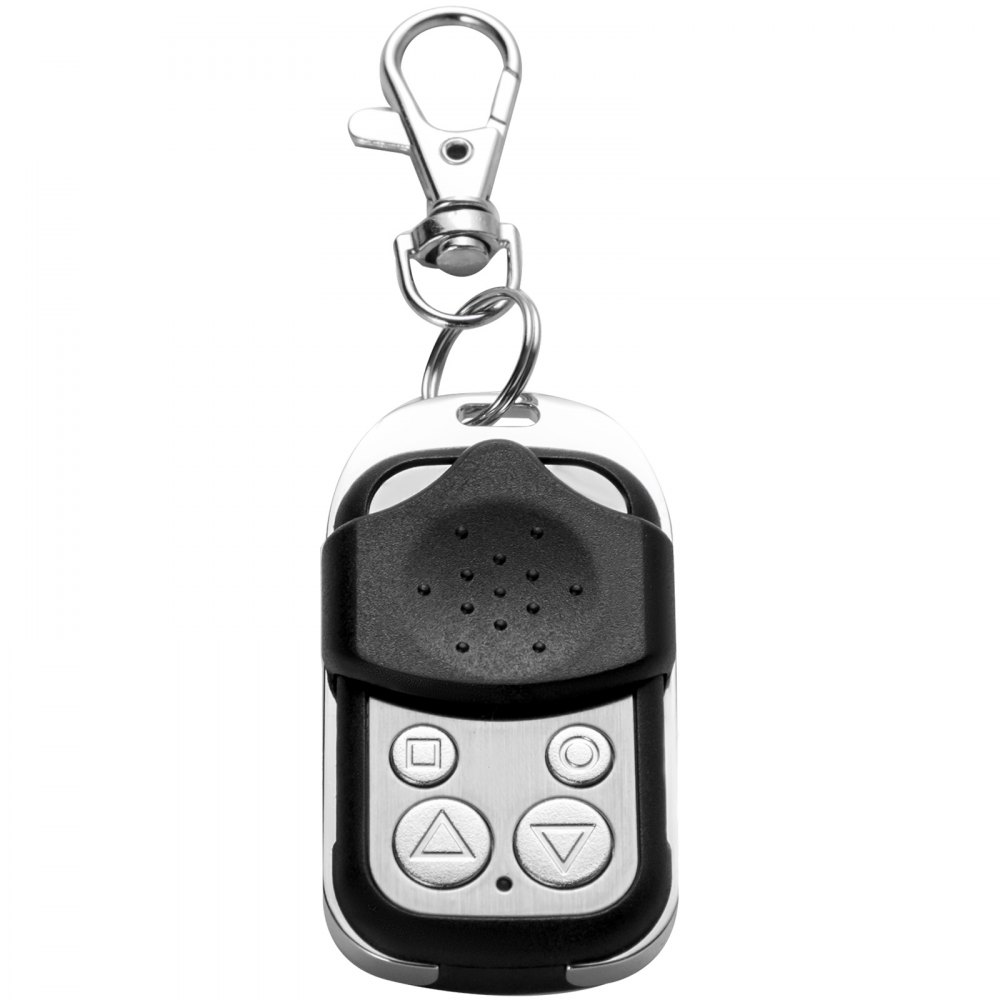 Control remoto de puerta VEVOR negro y plateado con accesorio de llavero.