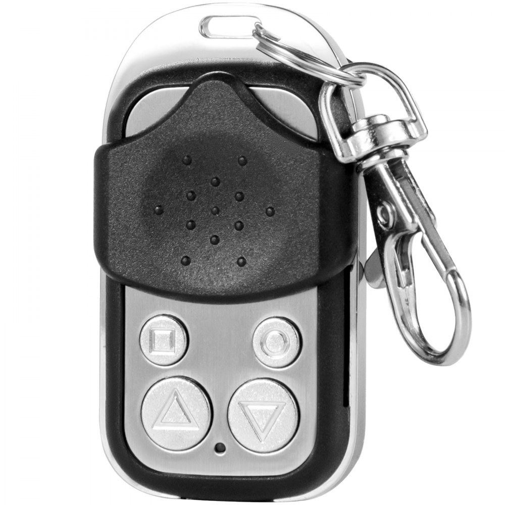 Control remoto de puerta VEVOR negro y plateado con accesorio de llavero.