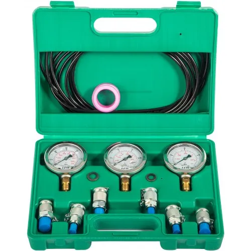 VEVOR Kit de prueba de presión hidráulica 25/40/60MPa, Kit de manómetro de prueba hidráulica con 6 acoplamientos, Kit de manómetro hidráulico de acero inoxidable 304, para maquinaria de construcción de excavadoras