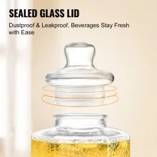VEVOR Dispensador de bebidas, dispensadores de bebidas de 2,5 galones para fiestas, dispensador de jugo de vidrio con soporte, espiga de acero inoxidable, dispensador de agua de jugo de limonada de té helado, para restaurantes, hoteles, fiestas