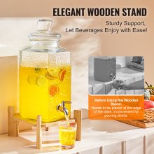 VEVOR Dispensador de bebidas, dispensadores de bebidas de 2,5 galones para fiestas, dispensador de jugo de vidrio con soporte, espiga de acero inoxidable, dispensador de agua de jugo de limonada de té helado, para restaurantes, hoteles, fiestas