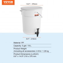 VEVOR Dispensador de bebidas, dispensadores de bebidas de 5 galones para fiestas, dispensador de jugo de plástico con espiga y tapa, dispensador de agua de jugo de limonada de té helado, para restaurantes, hoteles, fiestas