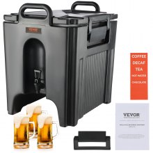 VEVOR Dispensador de bebidas aislado, 10 galones, servidor de bebidas frías y calientes LL9450UP de grado alimenticio, enfriador dispensador de bebidas térmicas con mango de grifo de dos etapas de capa de PU de 1,18 pulgadas, para tienda de bebidas de restaurante