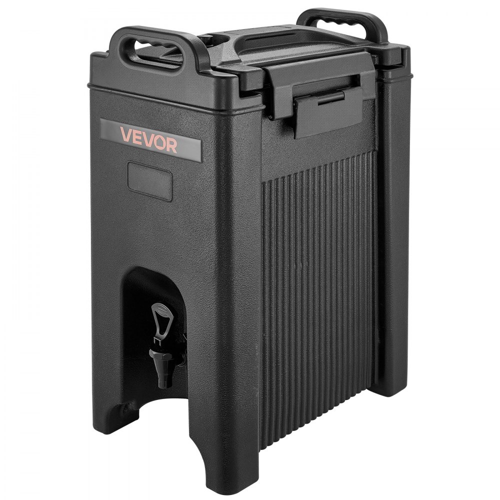 Dispensador de bebidas isotérmico VEVOR, 19 L (5 galones), para bebidas frías y calientes, con grifo y asa. Enfriador térmico de grado alimenticio para té, café y agua en cafeterías y restaurantes. Paquete de 2 unidades, color negro.
