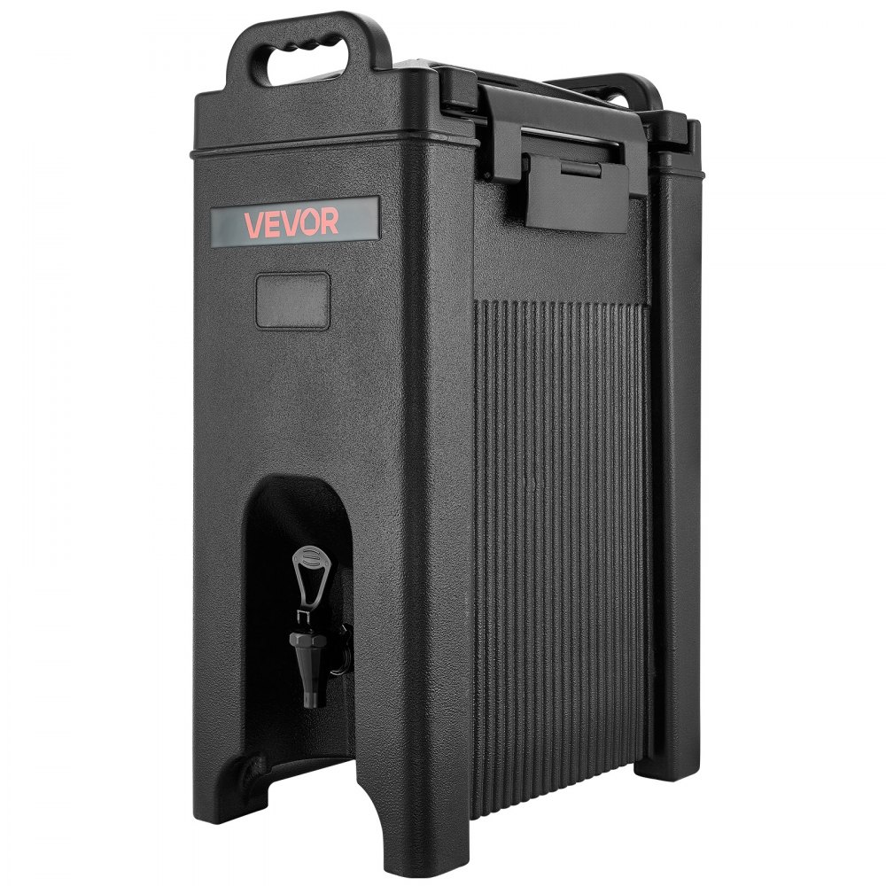 Dispensador de bebidas isotérmico VEVOR, 19 L (5 galones), para bebidas frías y calientes, con grifo y asa. Enfriador térmico de grado alimenticio para té, café y agua en cafeterías y restaurantes. Paquete de 2 unidades, color negro.
