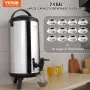 Dispensador de bebidas térmico de acero inoxidable VEVOR, 9,2 litros, con grifo, apto para uso alimentario, ideal para té, café, agua, restaurantes y tiendas de bebidas.