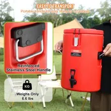 VEVOR Dispensador de bebidas con aislamiento de acero inoxidable, 4,5 galones, 17,2 litros, dispensador térmico de bebidas frías y calientes con mango de espiga, apto para uso alimentario para té caliente, café, agua, restaurante, tienda de bebidas