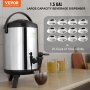 VEVOR Dispensador de bebidas con aislamiento de acero inoxidable, 1,5 galones, 6 litros, dispensador térmico de bebidas frías y calientes con mango de espiga, apto para uso alimentario para té caliente, café, agua, restaurante, tienda de bebidas
