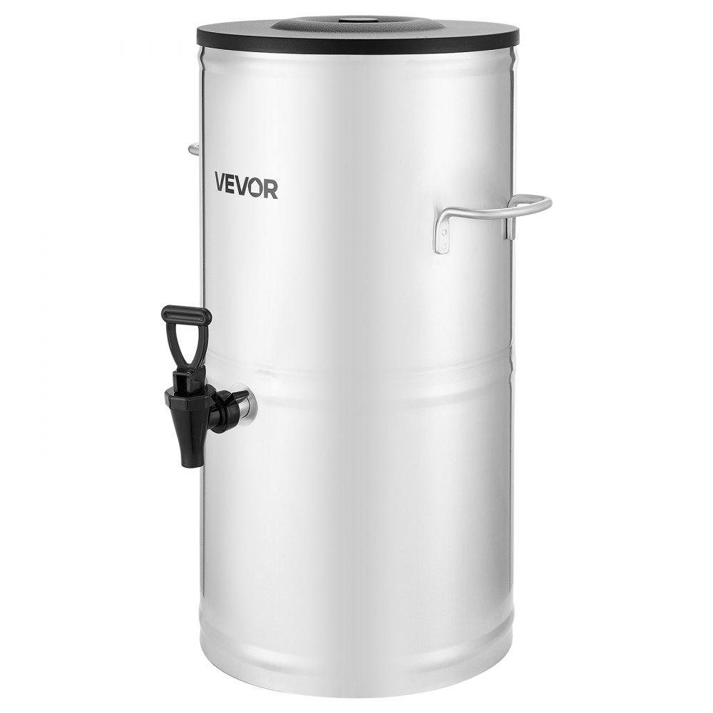 Dispensador de té helado VEVOR, 4 galones/15 litros, dispensador de bebidas de acero inoxidable 304 con grifo y asa, apto para bebidas frías y calientes, para té helado, café y agua en cafeterías y restaurantes.