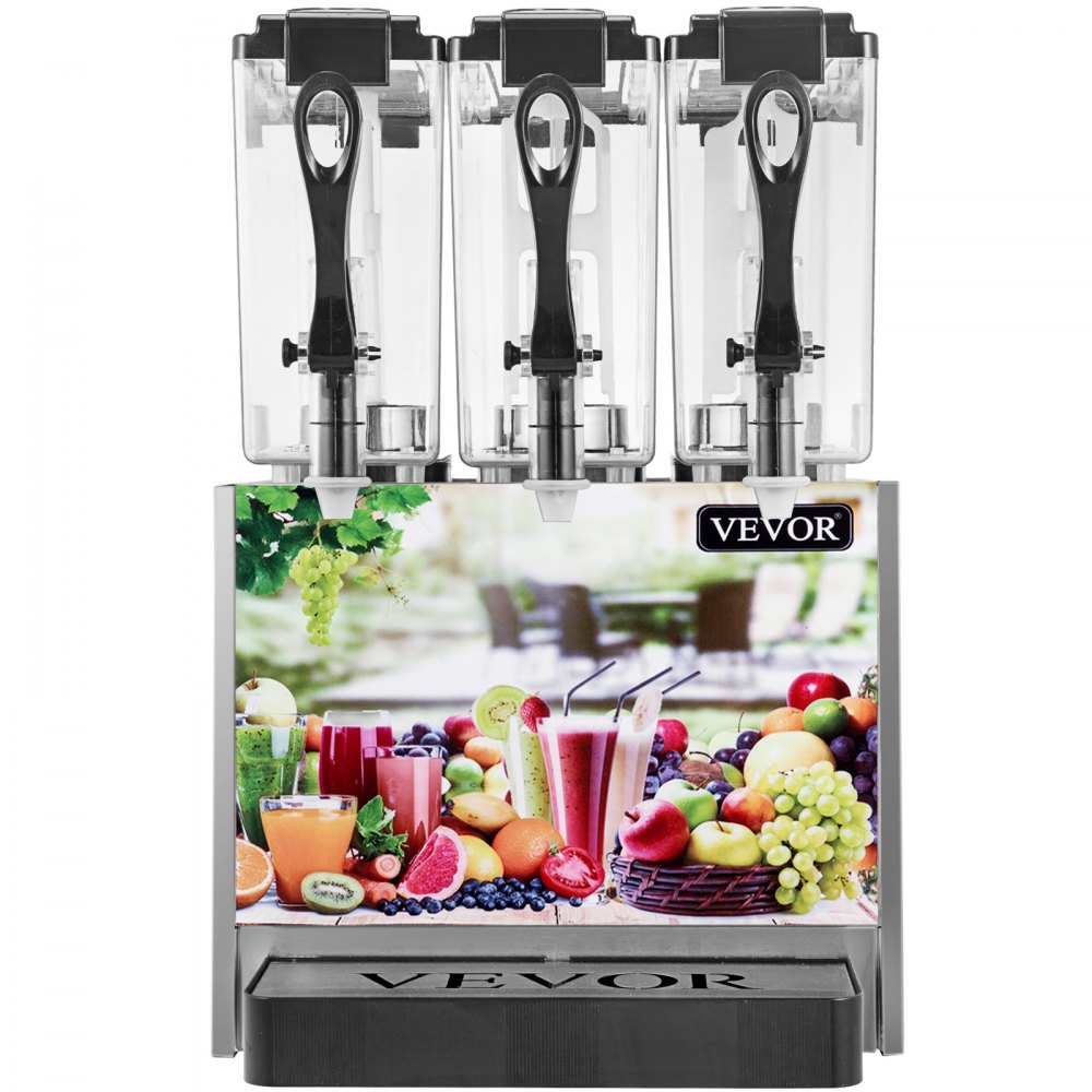VEVOR Dispensador de bebidas comercial de 110 V frío y caliente 3 tanques 36 l dispensador de jugo de frutas 12 l por tanque dispensador de bebidas