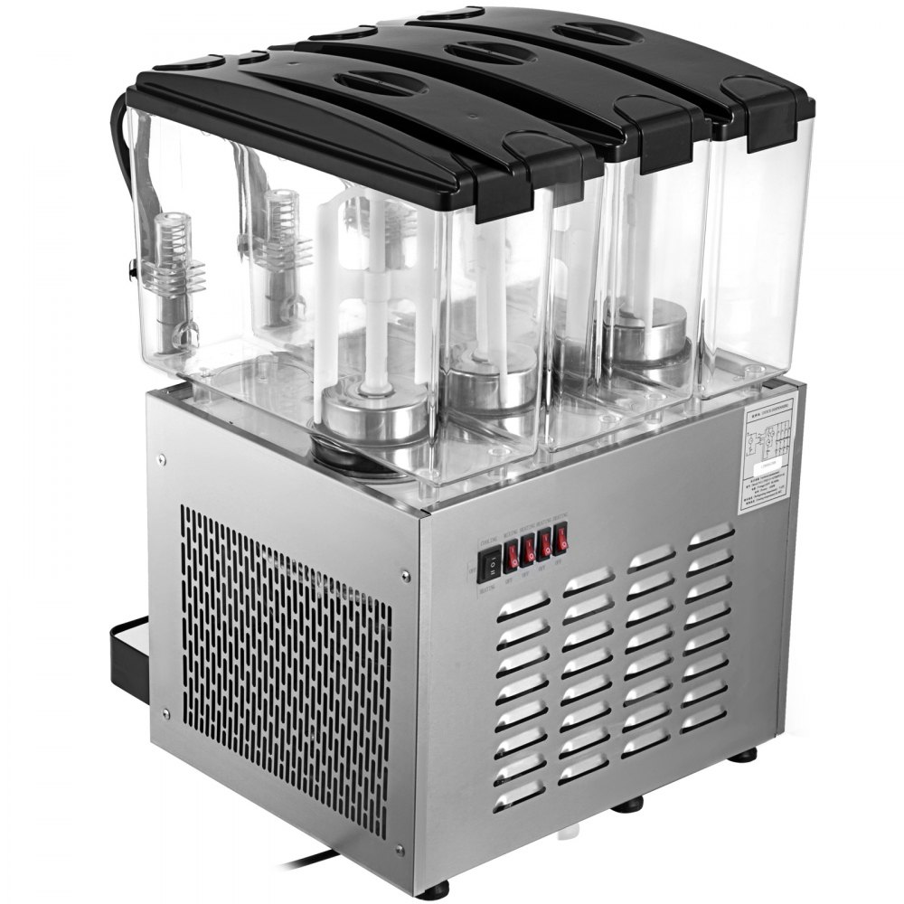 VEVOR Dispensador de bebidas comercial de 110 V frío y caliente 3 tanques 36 l dispensador de jugo de frutas 12 l por tanque dispensador de bebidas