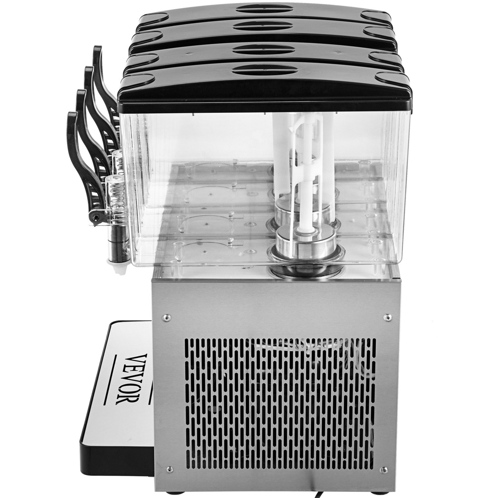 VEVOR Dispensador de bebidas comerciales de 110 V frío y caliente 4 tanques de 12 L por tanque dispensador de jugo de frutas comercial dispensador