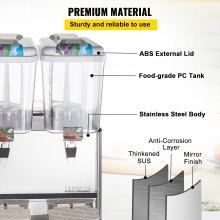 Dispensadores Comercial de Bebidas Fríos, de Acero Inoxidable, 18L x 2 Tanques