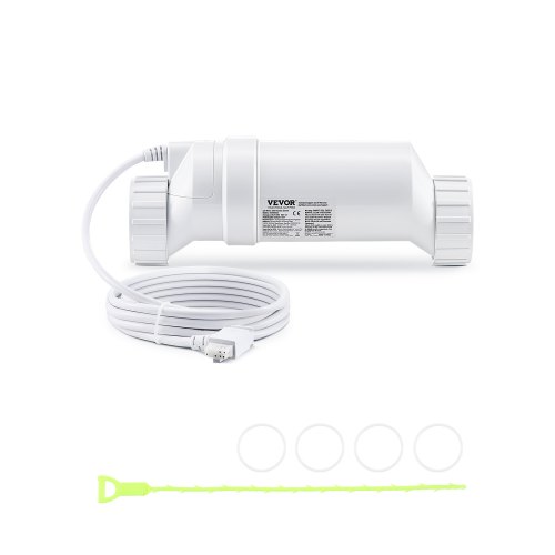 Sistema de cloración de agua salada VEVOR, celda de cloración para piscinas compatible con Hayward W3T-Cell-15 (T15), sistema de cloración de agua salada para piscinas enterradas de hasta 150.000 litros, cable de alimentación de 4,5 m, color blanco