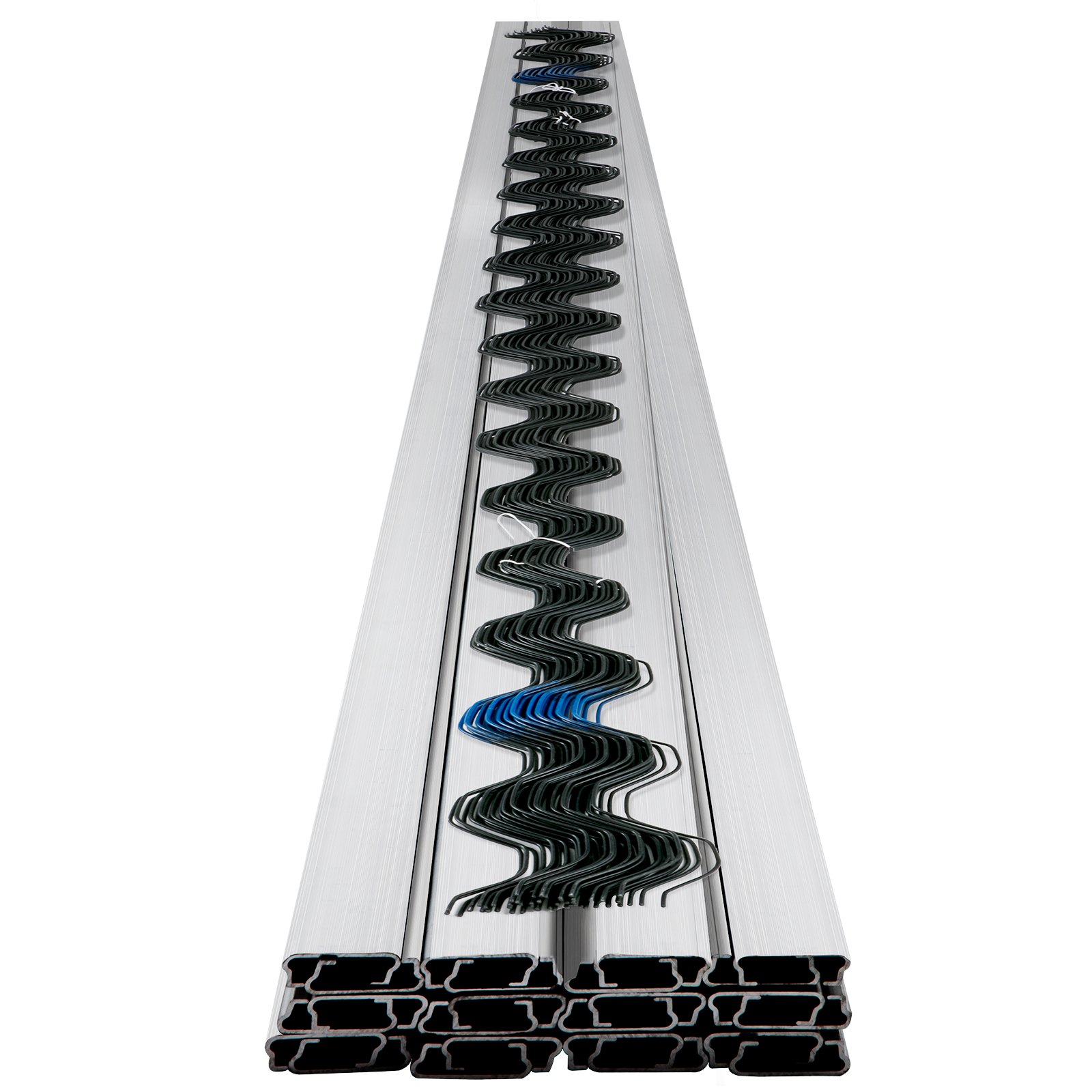 Cable de resorte VEVOR y canal de bloqueo con cables negros y azules cuidadosamente dispuestos.