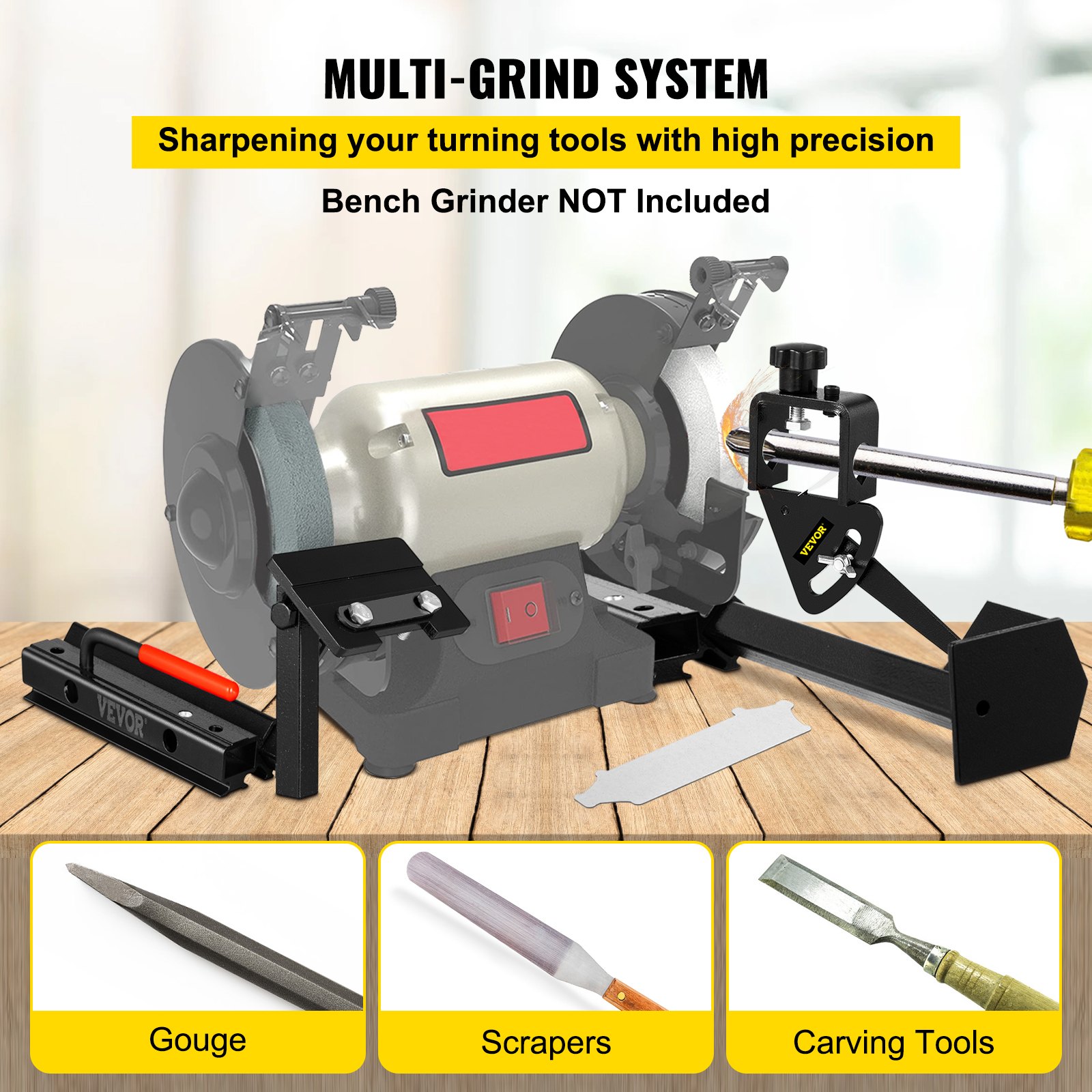 Sistema VEVOR Vari-Grind, 24' de longitud del accesorio Vari-Grind de brazo en V, plantilla de molienda de plataforma de 3' x 5' x 1/4', apto para plantilla Vari-Grind de 0.63' Bowl Gouge para el sistema de afilado Wolverine