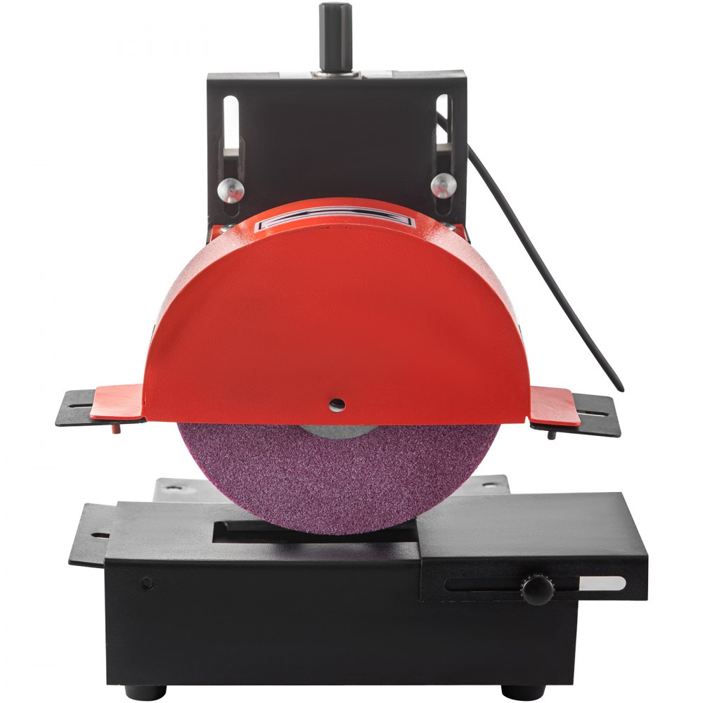 Afiladora de cuchillas para cortacésped VEVOR, motor de 1/3 HP, 1700 RPM, rueda de 8" de diámetro y 1" de grosor, altura ajustable de 2,8" para afilar cuchillas y herramientas en jardín o taller.