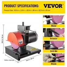 Amoladora de cuchillas de cortacésped VEVOR, motor de 1/3 HP 1700 RPM con rueda de 8 pulgadas de diámetro y 1 pulgada de grosor, afilador de acero de altura ajustable de 2,8 pulgadas para cuchillas y herramientas de molienda en jardín o taller