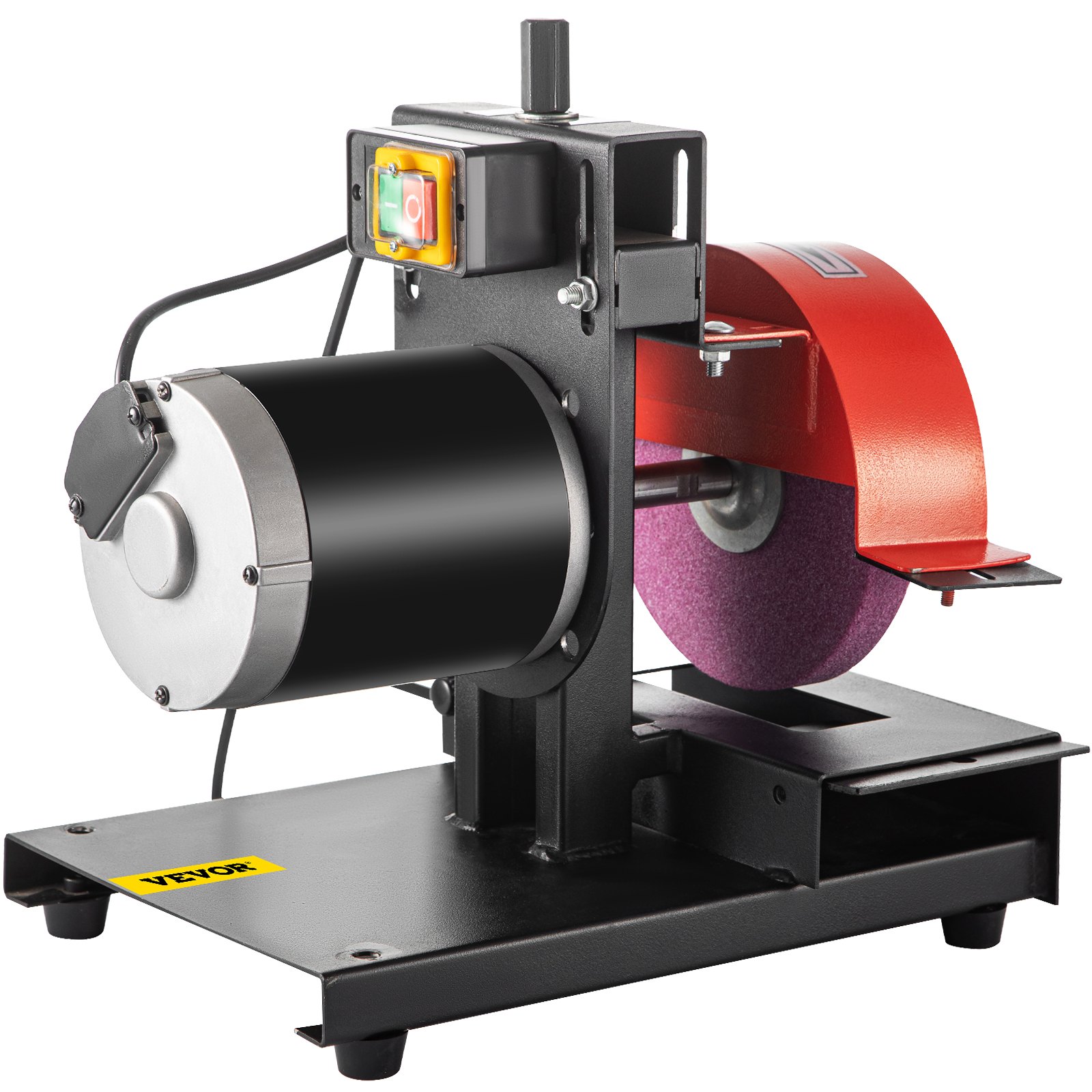 Afiladora de cuchillas para cortacésped VEVOR, motor de 1/3 HP, 1700 RPM, rueda de 8" de diámetro y 1" de grosor, altura ajustable de 2,8" para afilar cuchillas y herramientas en jardín o taller.