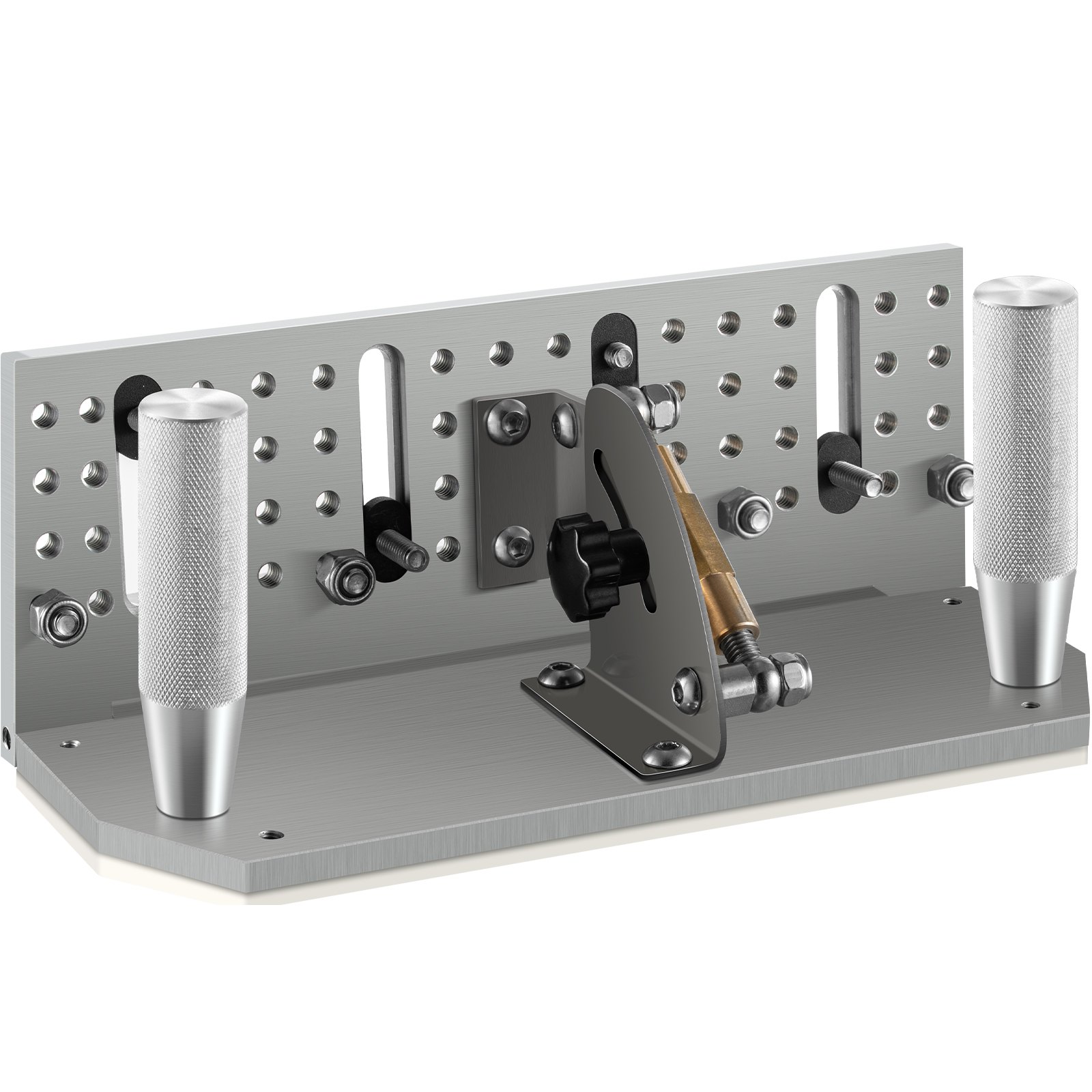Plantilla de cuchilla para amoladora de banda VEVOR con perillas ajustables y construcción de acero inoxidable.