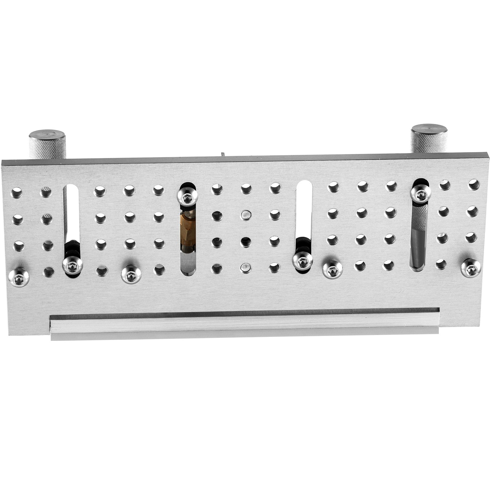 Plantilla de cuchilla para amoladora de banda VEVOR con múltiples orificios de ajuste y diseño de metal resistente.