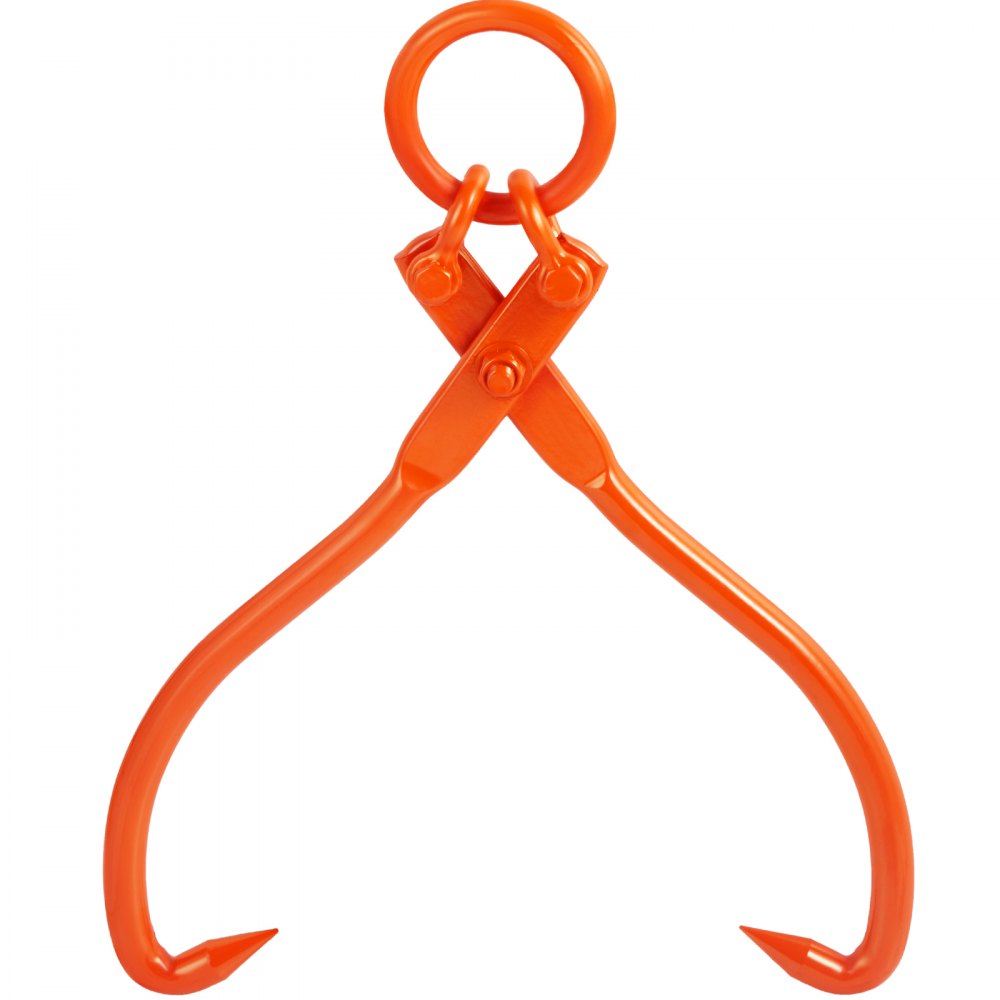 Pinzas para levantar troncos VEVOR de color naranja con ganchos afilados y mango circular para levantar troncos.